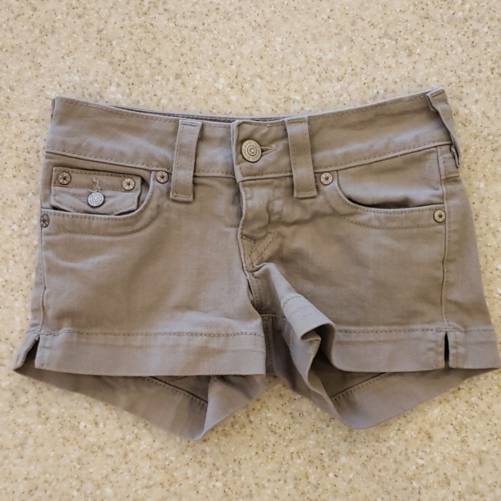 True Religion ‘Hailey’ Mini Shorts Green Khaki